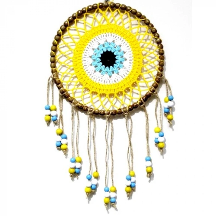 VipMarketim Sarı Motifli Renkli Boncuklu El Yapımı Duvar Süsü