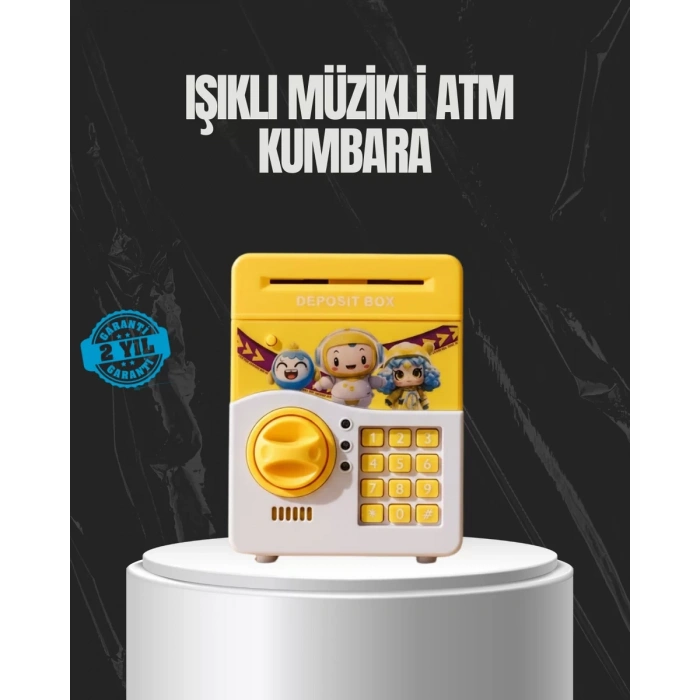 VipMarketim Sarı Renk Otomatik Para Çeken Şifreli Çocuk Kumbarası