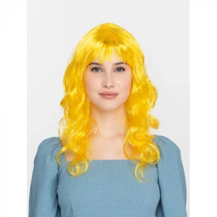 VipMarketim Sarı Renk Uzun Dalgalı Parti Peruğu