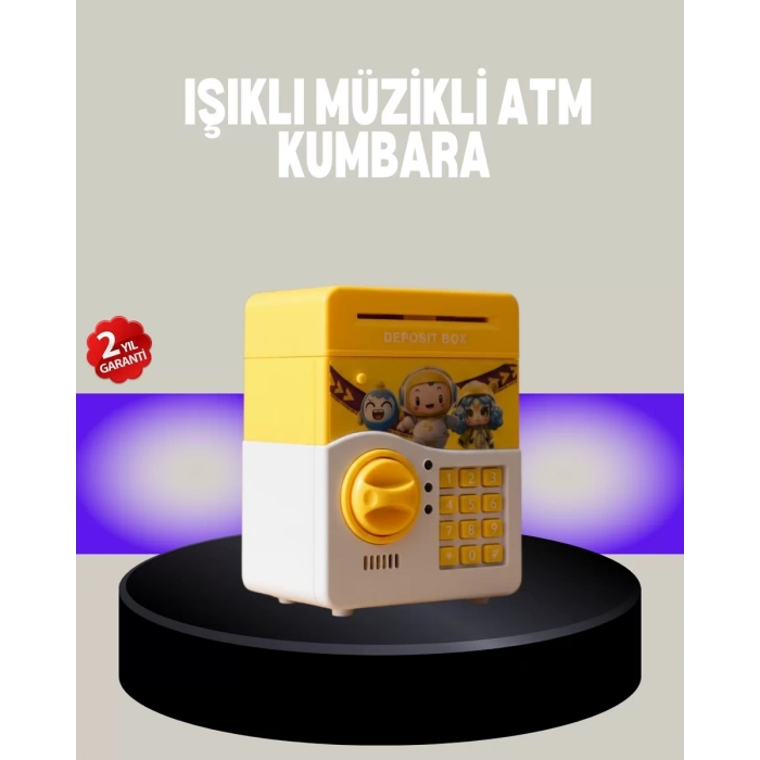 VipMarketim Sarı Şifreli Eğitici Çocuk Kumbarası Otomatik Para Girişli