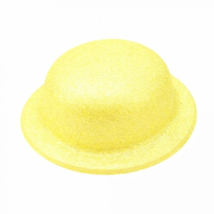 VipMarketim Sarı Simli Melon Şapka | İnce Plastik Glitter Yetişkin Parti Şapkası