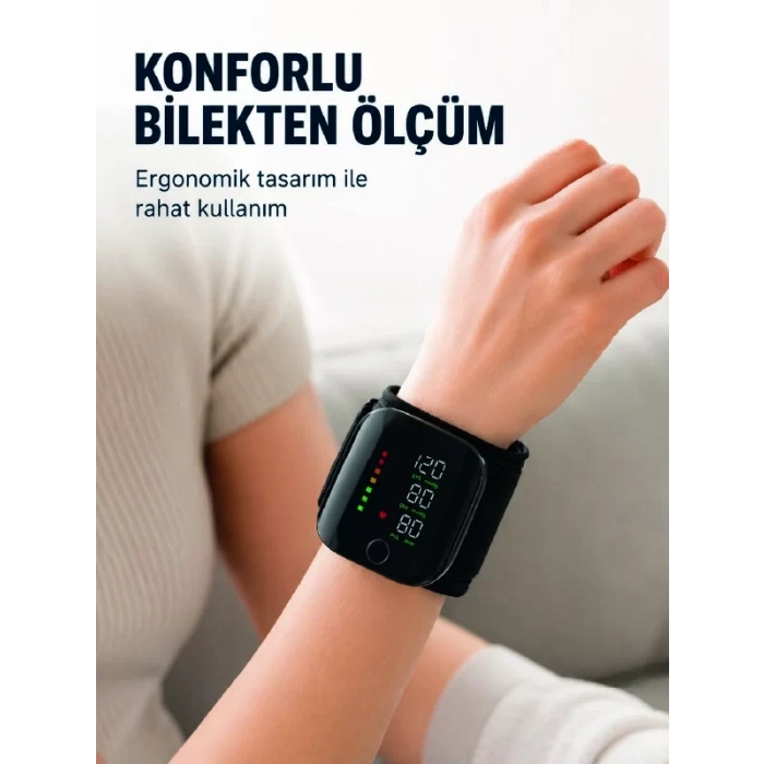 VipMarketim Şarj Edilebilir Bilekten Tansiyon Aleti Tek Tuşla Ölçüm