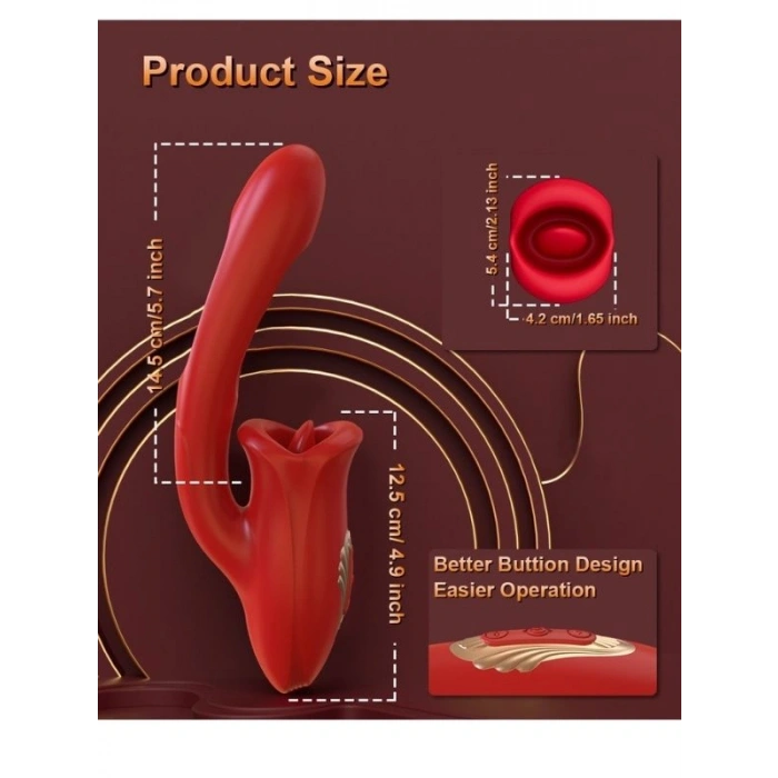 VipMarketim Şarjlı 2 in 1 Klitoris ve G Noktası Vibratörü – Dil ve Dudak Hareketli, Güçlü Titreşimli