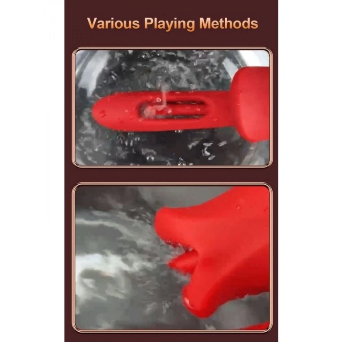 VipMarketim Şarjlı 2 in 1 Klitoris ve G Noktası Vibratörü – Dil ve Dudak Hareketli, Güçlü Titreşimli