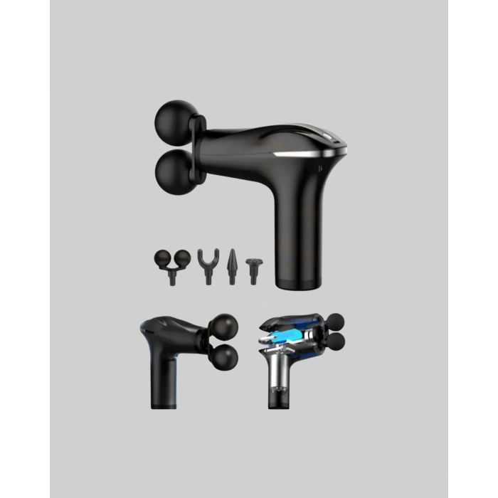 VipMarketim Şarjlı 4 Başlıklı Titreşimli Masaj Aleti Derin Kas Masajı Sporcu Destekli