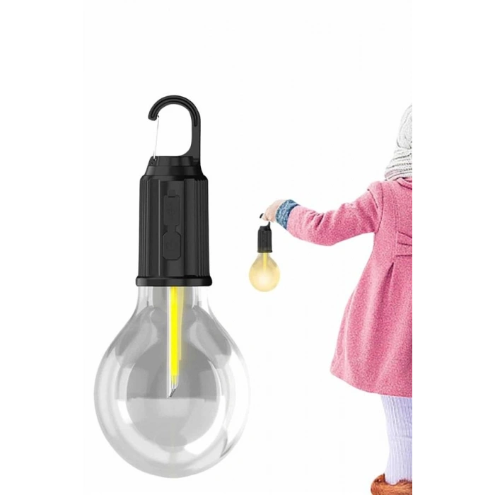 VipMarketim Şarjlı Aydınlatma Ampul Tasarımlı Ambians Işık Askılı Kamp Lambası