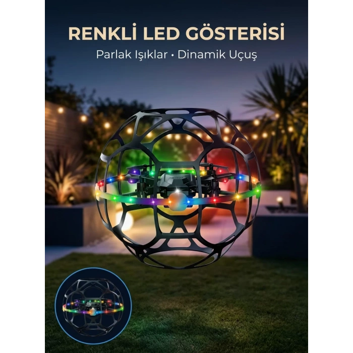 VipMarketim Şarjlı Futbol Topu Tasarımlı Mini Drone LED Aydınlatmalı Akıllı