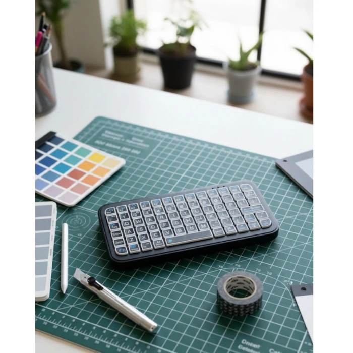 VipMarketim Şarjlı Kablosuz Mini RGB Klavye Uzun Pil Ömürlü