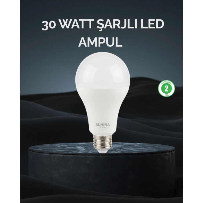 VipMarketim Şarjlı LED Ampul 30 Watt Soğuk Beyaz