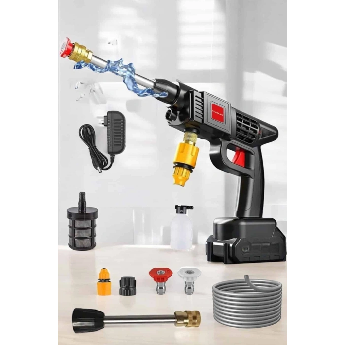 VipMarketim Şarjlı Oto Yıkama Tabancası Su Basınçlı Hazneli Bataryalı