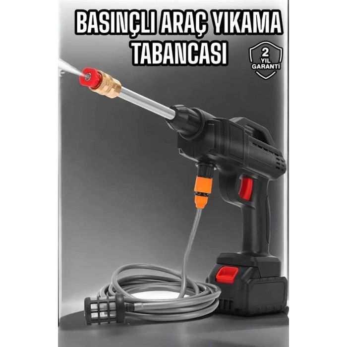 VipMarketim Şarjlı Oto Yıkama Tabancası Su Basınçlı Hazneli Bataryalı