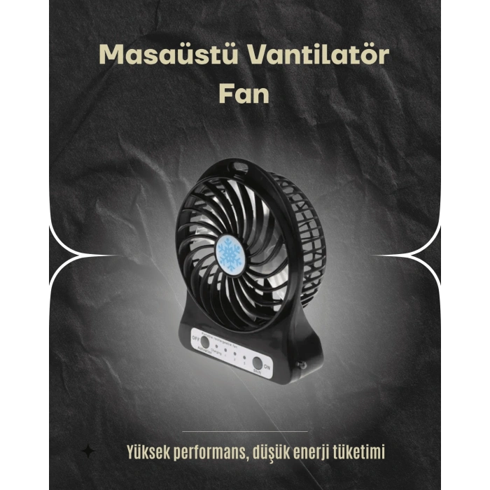 VipMarketim Şarjlı USB Fan – Masaüstü Mini Vantilatör Taşınabilir Işıklı 3 Kademeli Sessiz