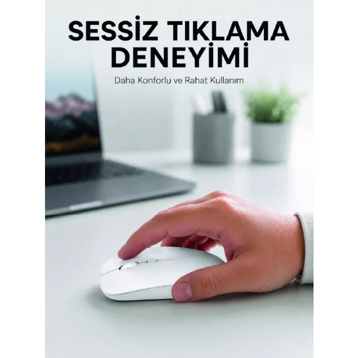 VipMarketim Şarjlı Wireless Mouse Bluetooth Çift Modlu Sessiz Yüksek Hassasiyetli Fare