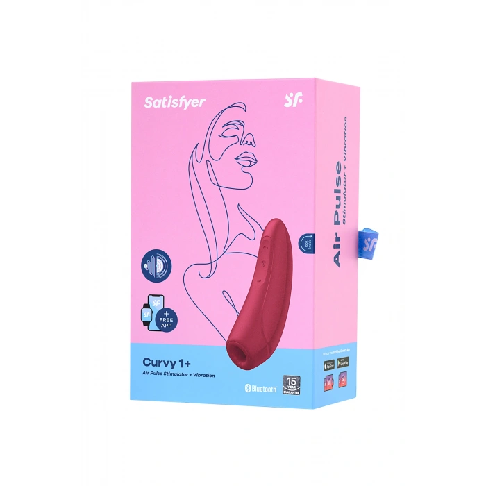VipMarketim Satisfyer Curvy 1 Connect App Vakum Dalgası Klitoris Vibratörü, silikon, kırmızı, 14,3 cm