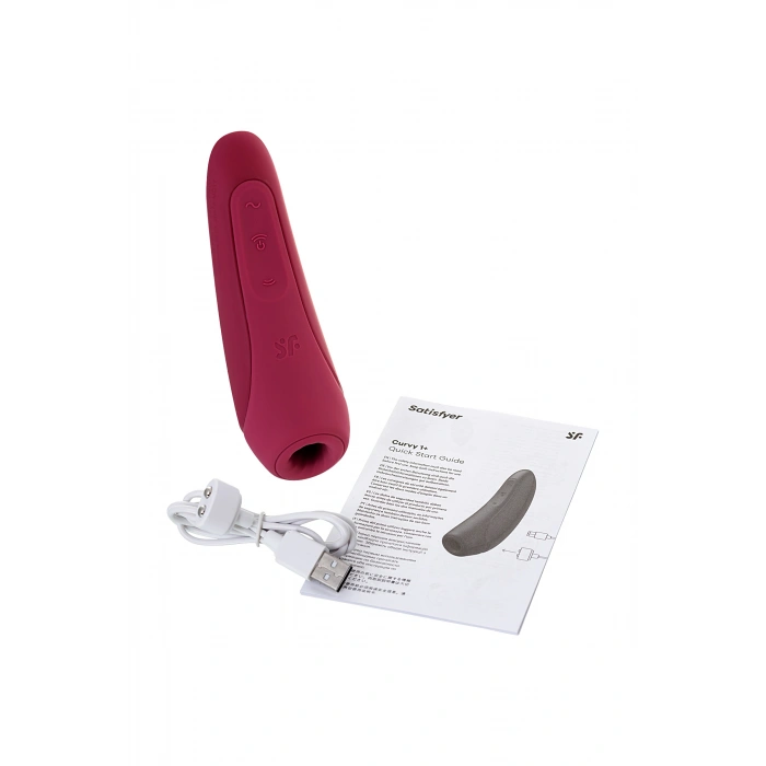 VipMarketim Satisfyer Curvy 1 Connect App Vakum Dalgası Klitoris Vibratörü, silikon, kırmızı, 14,3 cm