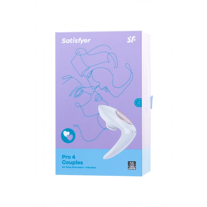 VipMarketim Satisfyer Pro 4 Couples Çiftler İçin Vakum Dalgalı Vibratör, silikon, beyaz, 19,5 cm