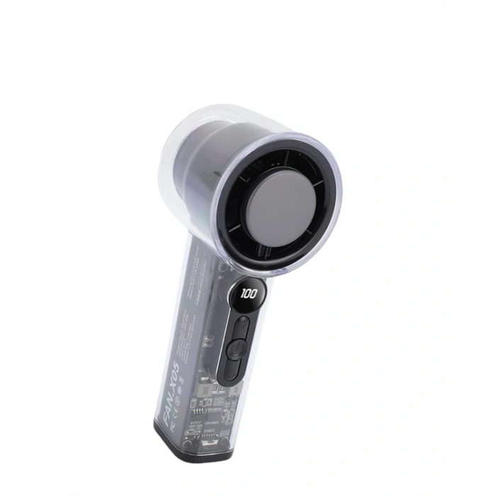 VipMarketim Şeffaf Kasa El Fanı | 5V 2A | 100 Kademeli Hava Akışı | Type-C Girişli