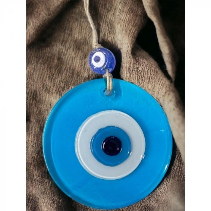 VipMarketim Şeffaf Mavi Nazar Boncuklu Duvar Süsü 10 Cm Cam Duvar Dekoru