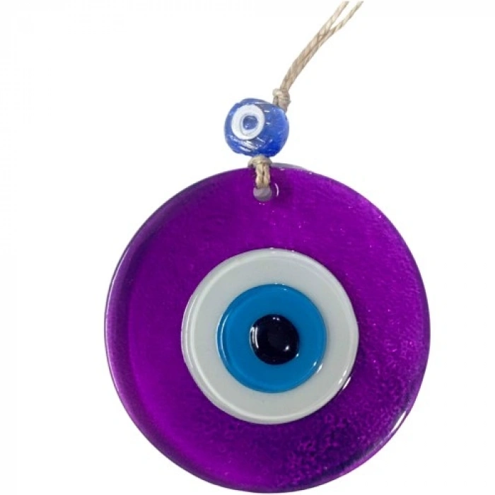 VipMarketim Şeffaf Mor Nazar Boncuklu Duvar Süsü 10 Cm Cam Duvar Dekoru