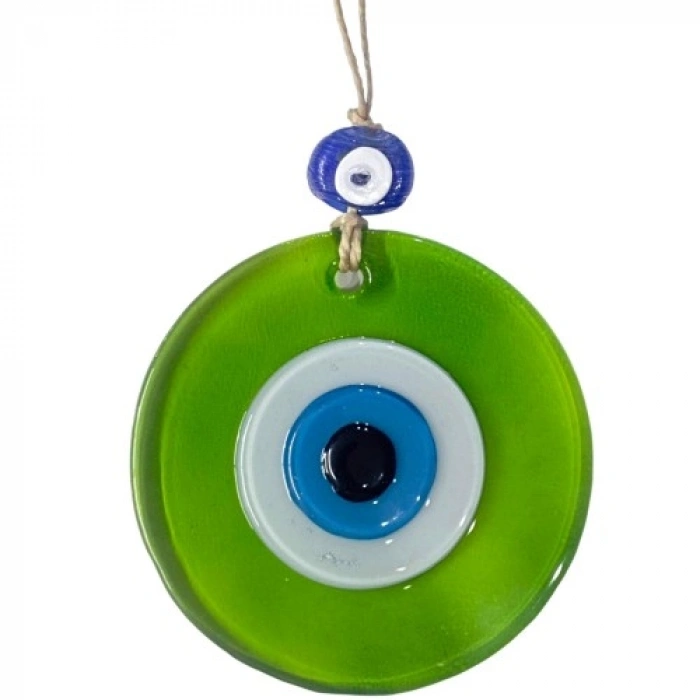 VipMarketim Şeffaf Yeşil Nazar Boncuklu Duvar Süsü 10 Cm Cam Duvar Dekoru