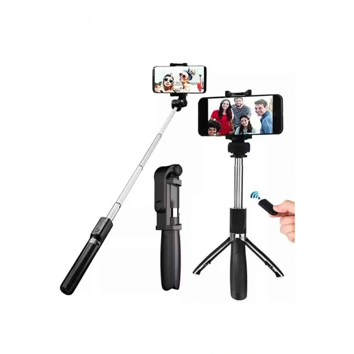 VipMarketim Selfie Çubuğu Tripod Bluetooth Kumandalı Selfie Çubuğu Telefon Tutucu