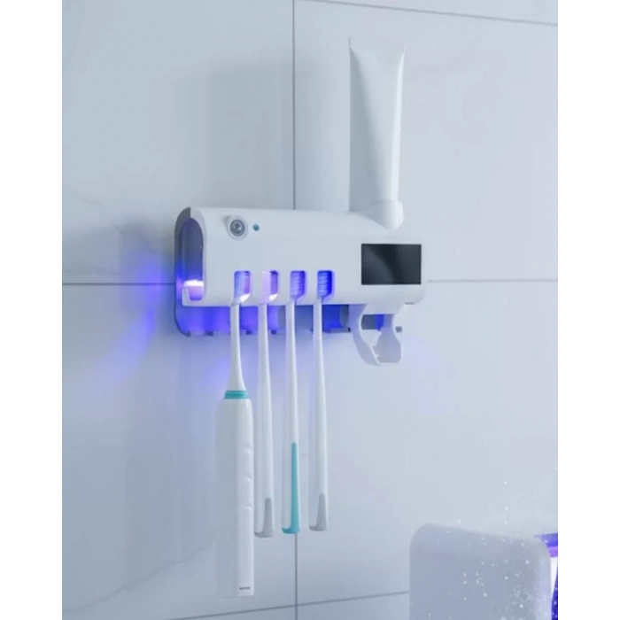 VipMarketim Sensörlü UV Sterilize Diş Fırçası Tutucu ve Macun Sıkma Aparatı
