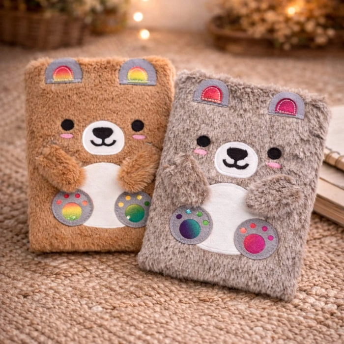 VipMarketim Sevimli Ayıcık Peluş Çizgili Defter
