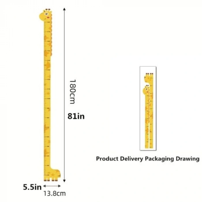 VipMarketim Sevimli Figürlü Çocuk Odası Boy Ölçer Sticker 180 cm