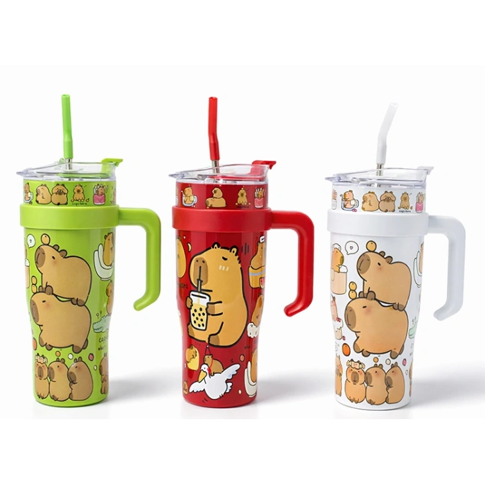 VipMarketim Sevimli Kapibara Pipetli Termos Suluk