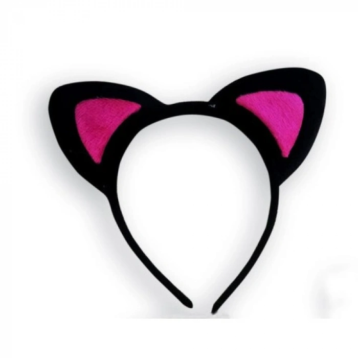 VipMarketim Sevimli Kedi Kulak Pofuduk Kedi Taç Siyah İçi Şeker Fuşya Renk 17x15 cm