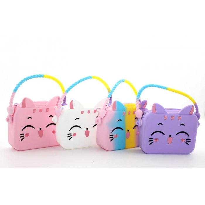 VipMarketim Sevimli Kedi Tasarımlı Silikon Çanta