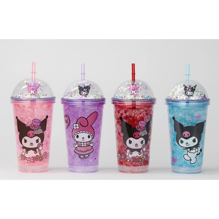 VipMarketim Sevimli Kuromi Pipetli Işıklı Boncuklu Suluk Bardak 400 ml