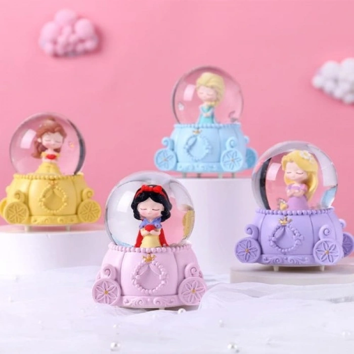 VipMarketim Sevimli Prenses Tasarımlı Işıklı Mini Kar Küresi