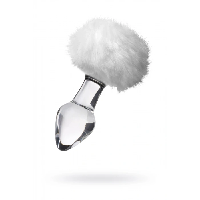 VipMarketim Sexus Glass Anal Kılıf, Beyaz At Kuyruğu, Cam, Transparan, 14 Cm, Ø 4 Cm