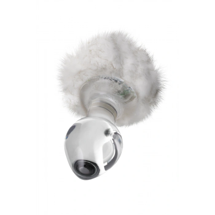 VipMarketim Sexus Glass Anal Kılıf, Beyaz At Kuyruğu, Cam, Transparan, 14 Cm, Ø 4 Cm