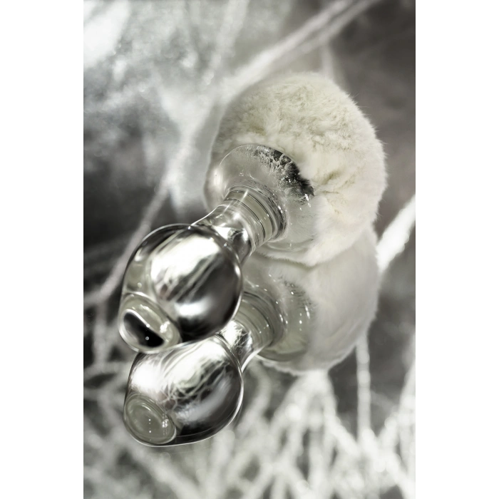 VipMarketim Sexus Glass Anal Kılıf, Beyaz At Kuyruğu, Cam, Transparan, 14 Cm, Ø 4 Cm