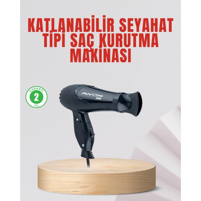 VipMarketim Seyahat Tipi Saç Kurutma Makinesi Katlanabilir Hafif Yapı