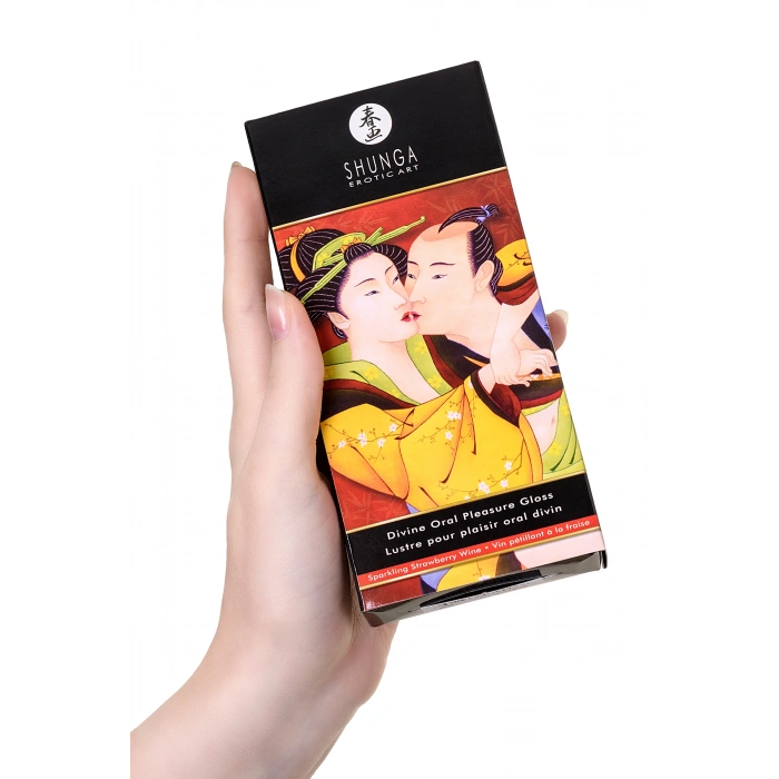 VipMarketim Shunga İlahi Zevk dudak parlatıcısı, buzlu ateş etkisi, çilek ve şampanya, 10 ml