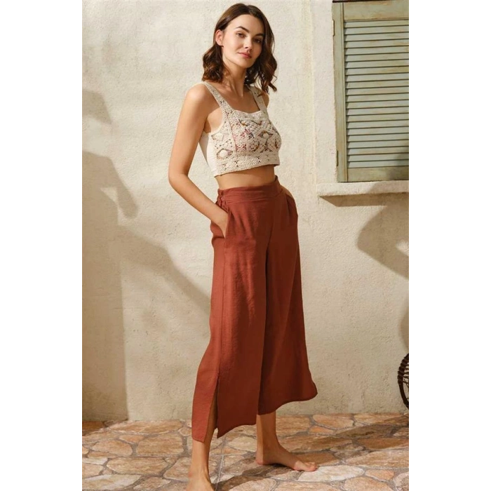 Vipmarketim Sıfır Kol Oyuk U Yaka Kadın Cotton Düz Yazlık Uzun Dantel Detaylı Pijama Takımı Anıl (kod:9810)