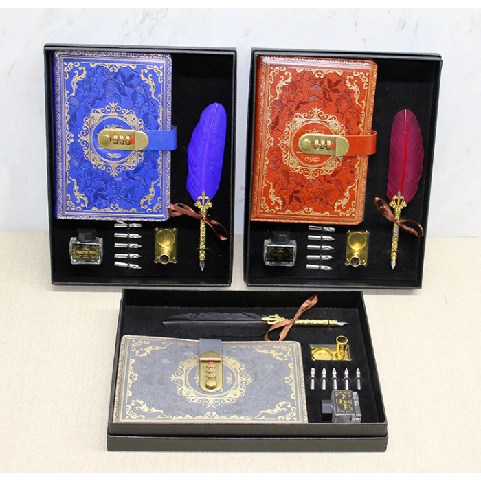 VipMarketim Şifreli Deri Defter Ve Divit Hokka Seti