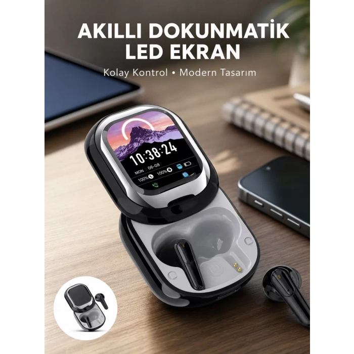 VipMarketim Şık Akıllı ve Güçlü: LED Ekranlı Kablosuz Kulaklık Seti