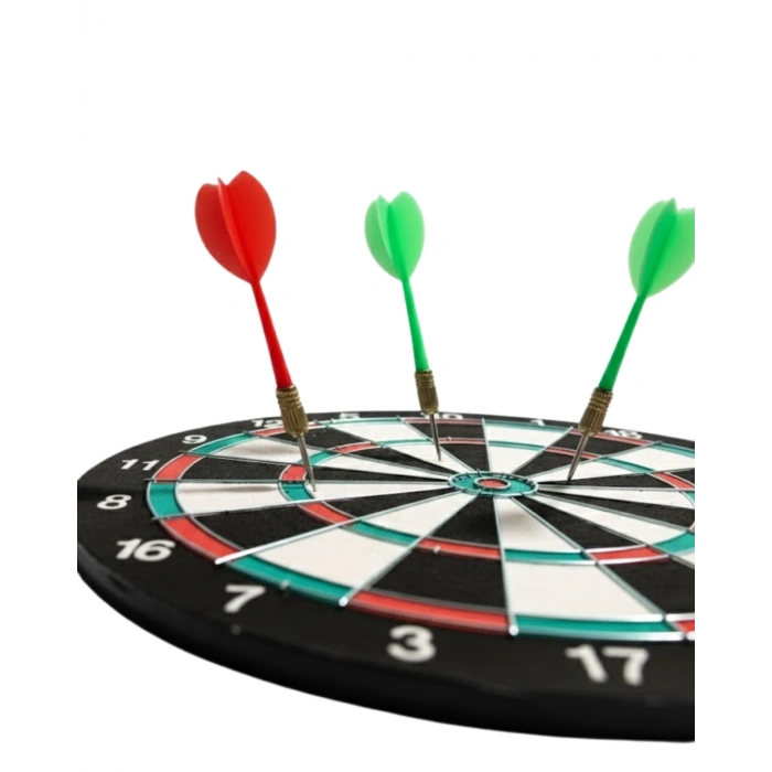 VipMarketim Şık Tasarımlı 15 İnç Dart Tahtası Metal Uçlu 4 Ok Seti