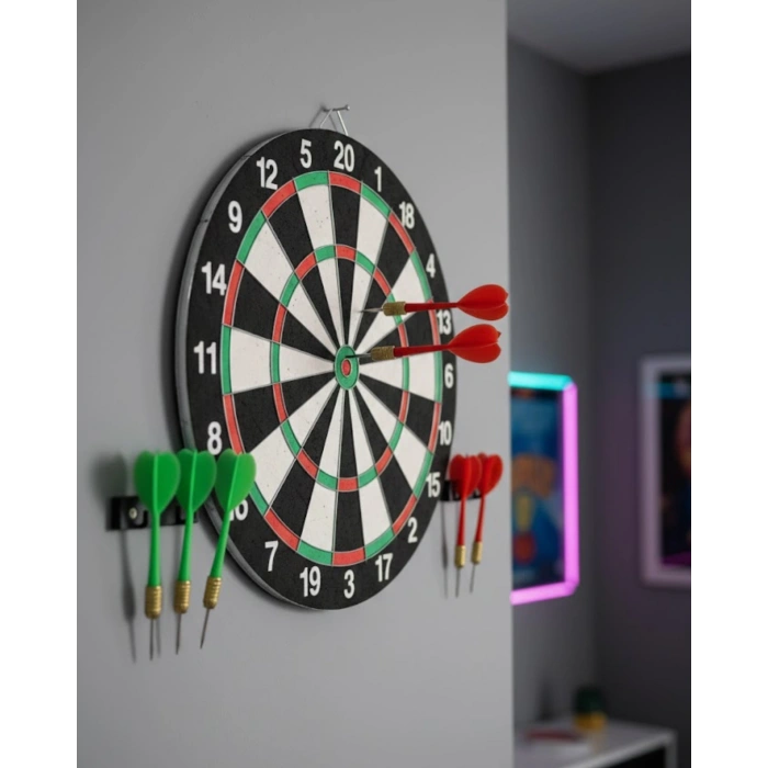 VipMarketim Şık Tasarımlı Dart Tahtası 12 İnç Dayanıklı Ahşap Gövde