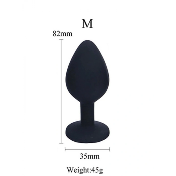 VipMarketim Silikon Taşlı Anal Tıkaç - 8cm Orta Boy