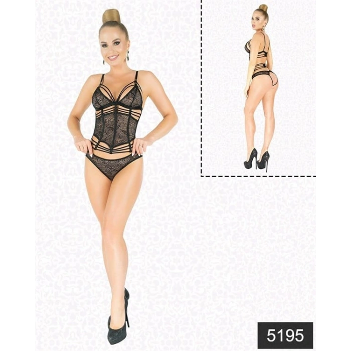 VipMarketim Simli Dantel Büstiyer Takım