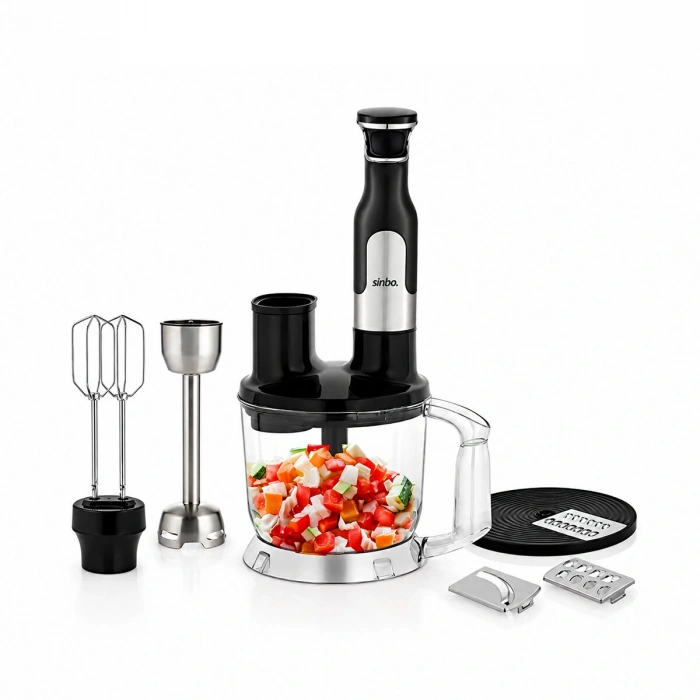 VipMarketim Sinbo El Multi Blender Seti - 2 Litre Hazneli - Paslanmaz Çelik Bıçaklı