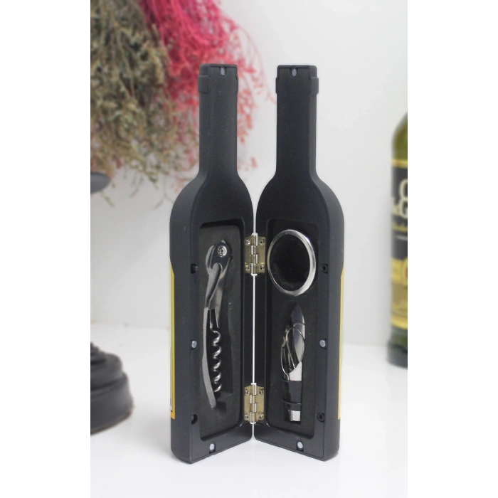 VipMarketim Şişe Tirbuşon Seti Küçük Boy Siyah Renk
