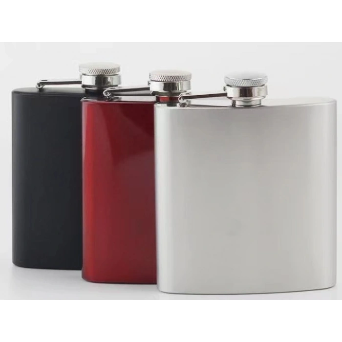 VipMarketim Siyah 6 oz Çelik Cep İçki Kanyak Matarası