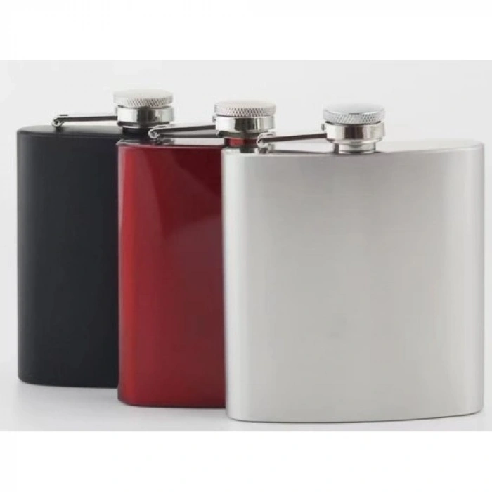 VipMarketim Siyah 6 oz Çelik Cep İçki Kanyak Matarası