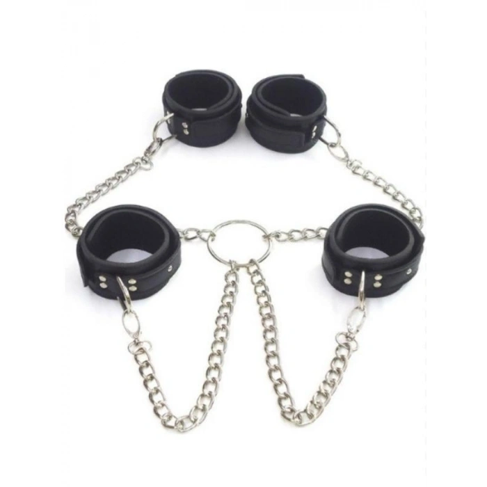 VipMarketim Siyah Deri El Ayak Kelepçesi